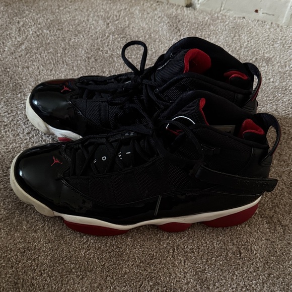 Jordan Retro 6 Rings High-Top Sneakers in Black, Red, White - Picture 2 of 5